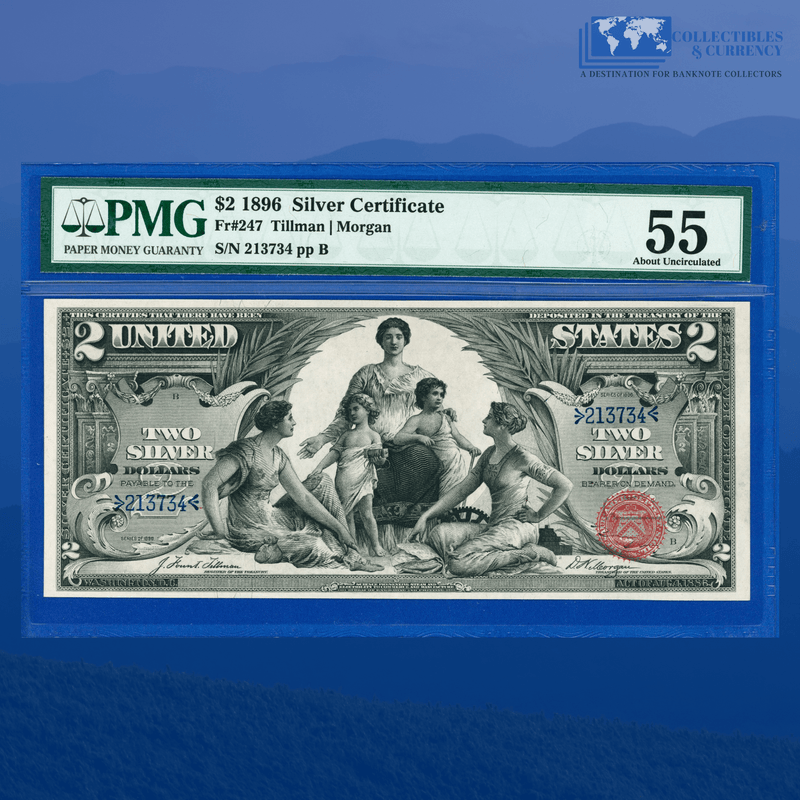 Fr.247 1896 $2 Two Dollars Silver Certificate "EDUCATIONAL NOTE", PMG 55