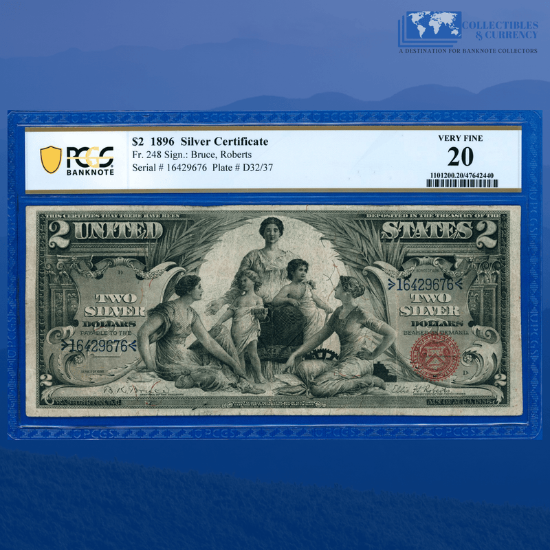 Fr.248 1896 $2 Two Dollars Silver Certificate "EDUCATIONAL NOTE", PCGS 20