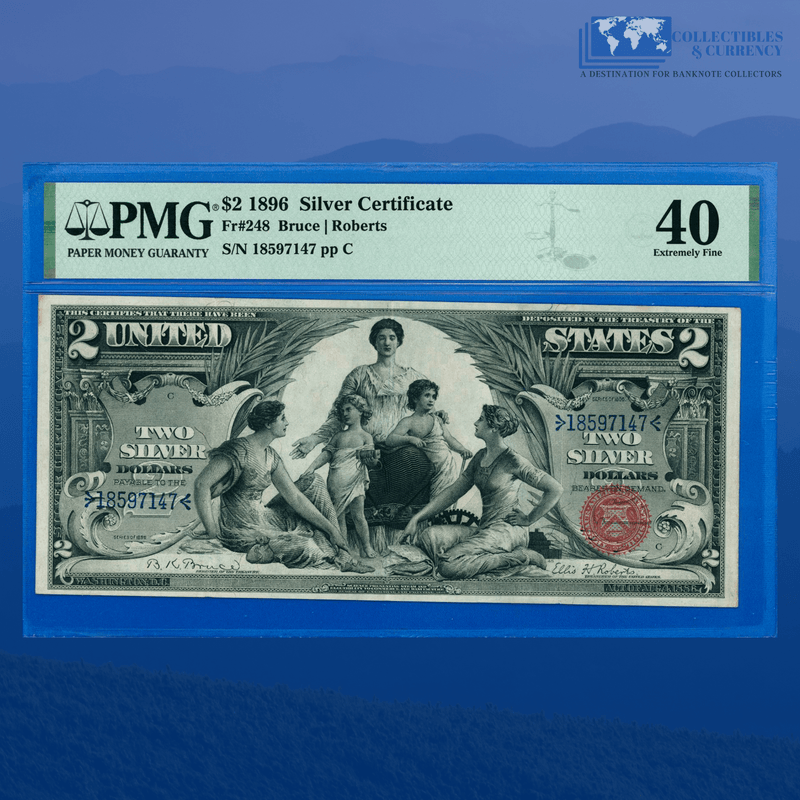 Fr.248 1896 $2 Two Dollars Silver Certificate "EDUCATIONAL NOTE", PMG 40