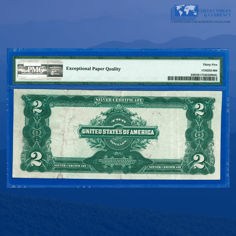 Fr.249 1899 $2 Two Dollars Silver Certificate "MINI PORTHOLE", PMG 35 EPQ