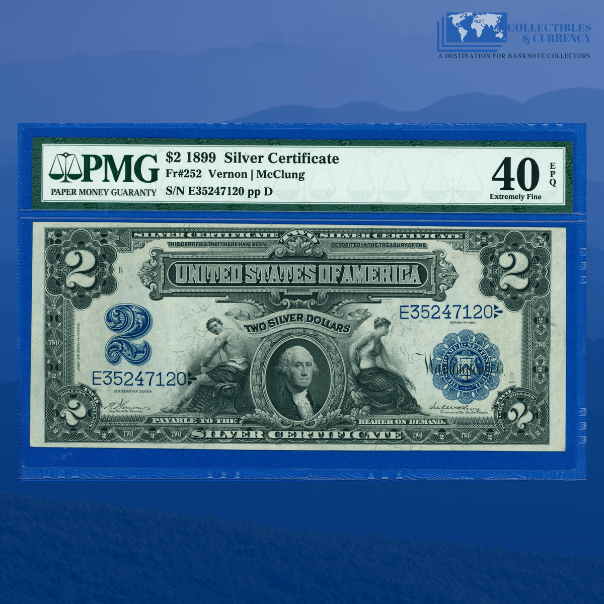Fr.252 1899 $2 Two Dollars Silver Certificate 