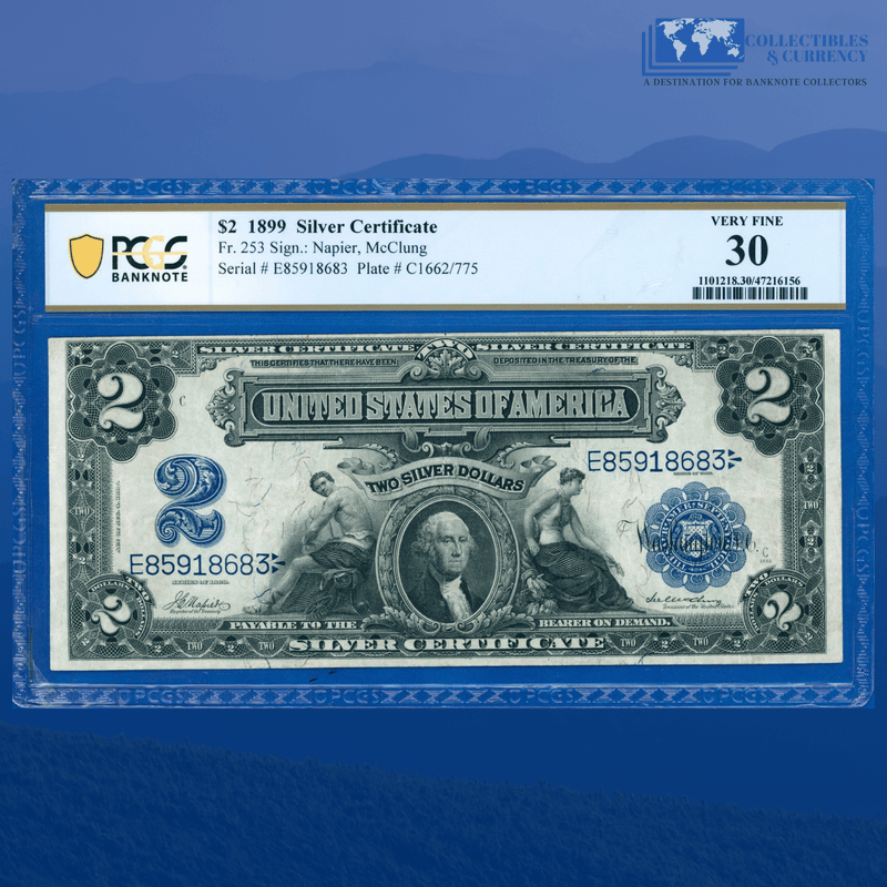 Fr.253 1899 $2 Two Dollars Silver Certificate "MINI PORTHOLE", PCGS 30