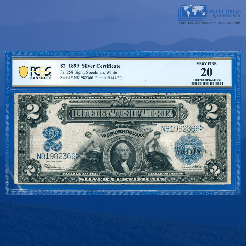 Fr.258 1899 $2 Two Dollars Silver Certificate "MINI PORTHOLE", PCGS 20 Comment