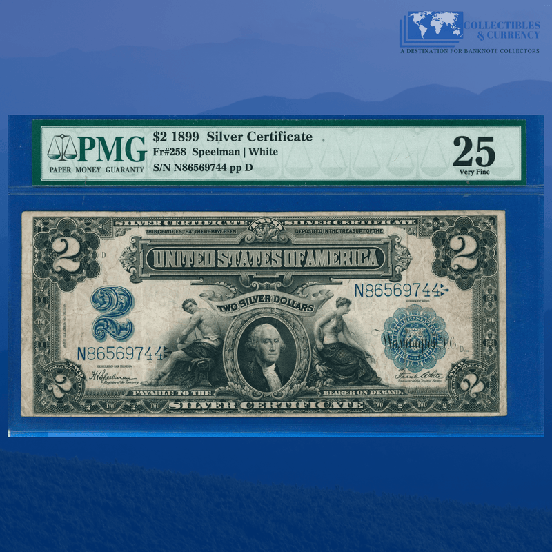 Fr.258 1899 $2 Two Dollars Silver Certificate "MINI PORTHOLE", PMG 25