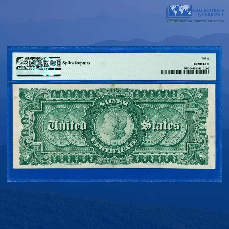 Fr.260 1886 $5 Five Dollars Silver Certificate "MORGAN BACK", PMG 30 Comment
