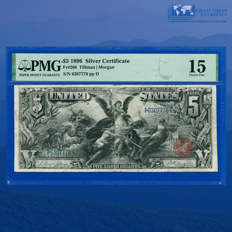 Fr.268 1896 $5 Five Dollars Silver Certificate "EDUCATIONAL NOTE", PMG 15