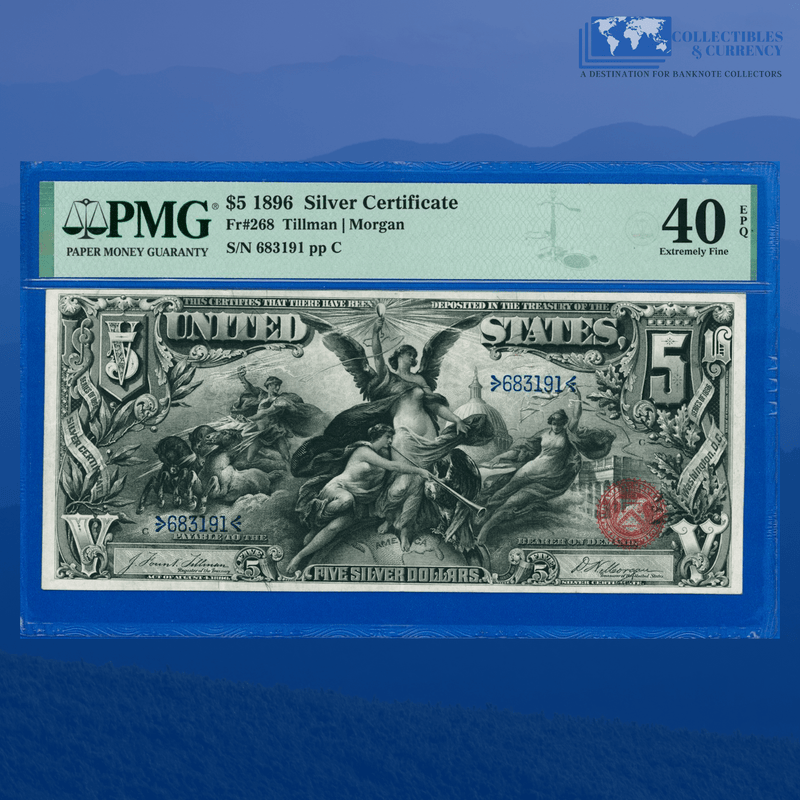 Fr.268 1896 $5 Five Dollars Silver Certificate "EDUCATIONAL NOTE", PMG 40 EPQ