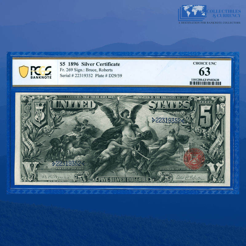 Fr.269 1896 $5 Five Dollars Silver Certificate "EDUCATIONAL NOTE", PCGS 63