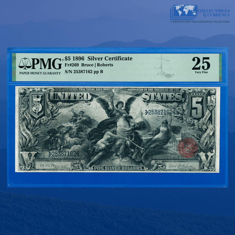 Fr.269 1896 $5 Five Dollars Silver Certificate "EDUCATIONAL NOTE", PMG 25 Comment