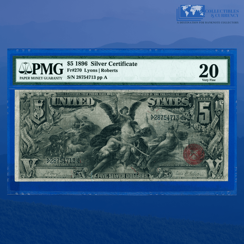 Fr.270 1896 $5 Five Dollars Silver Certificate "EDUCATIONAL NOTE", PMG 20 Comment