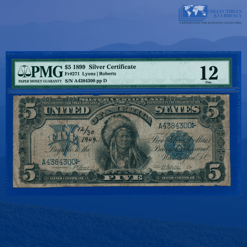 Fr.271 1899 $5 Five Dollars Silver Certificate "CHIEF NOTE", PMG 12 Comment