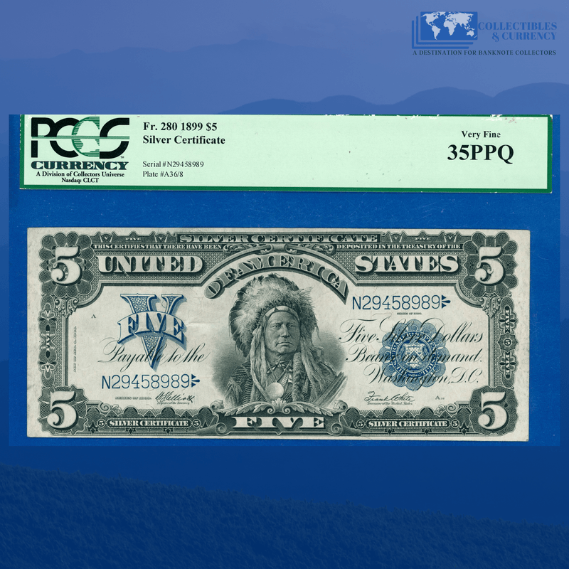 Fr.271 1899 $5 Five Dollars Silver Certificate "CHIEF NOTE", PMG 30 Comment (Copy)