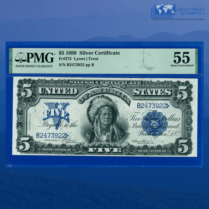Fr.272 1899 $5 Five Dollars Silver Certificate "CHIEF NOTE", PMG 55