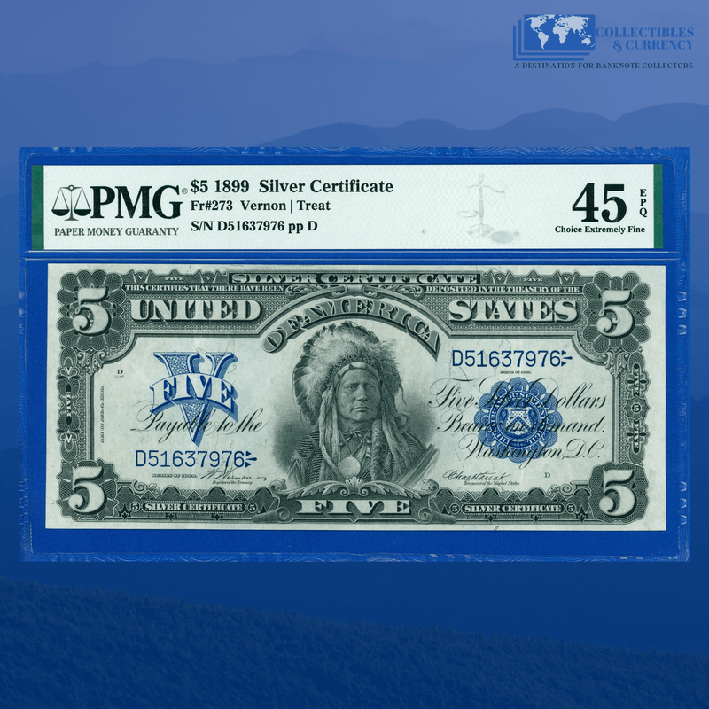 Fr.273 1899 $5 Five Dollars Silver Certificate "CHIEF NOTE", PMG 45 EPQ