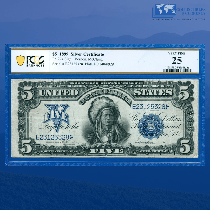 Fr.274 1899 $5 Five Dollars Silver Certificate "CHIEF NOTE", PCGS 25