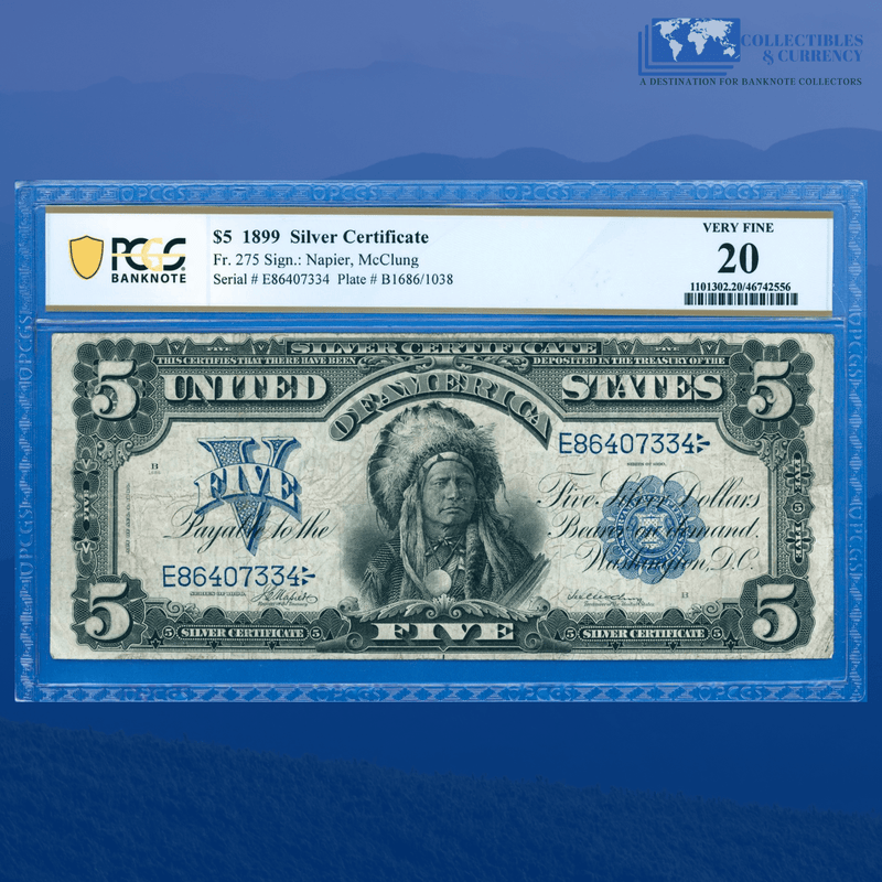 Fr.275 1899 $5 Five Dollars Silver Certificate "CHIEF NOTE", PCGS 20