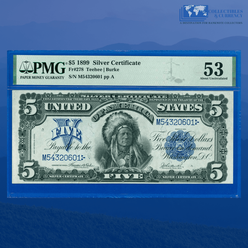 Fr.278 1899 $5 Five Dollars Silver Certificate "CHIEF NOTE", PMG 53