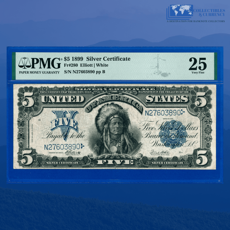 Fr.280 1899 $5 Five Dollars Silver Certificate "CHIEF NOTE", PMG 25