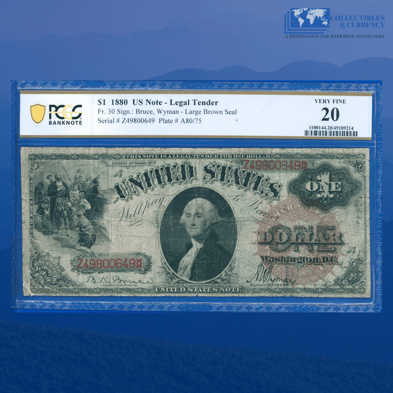 Fr.30 1880 $1 One Dollar "SAWHORSE REVERSE" Legal Tender Note, PCGS 20