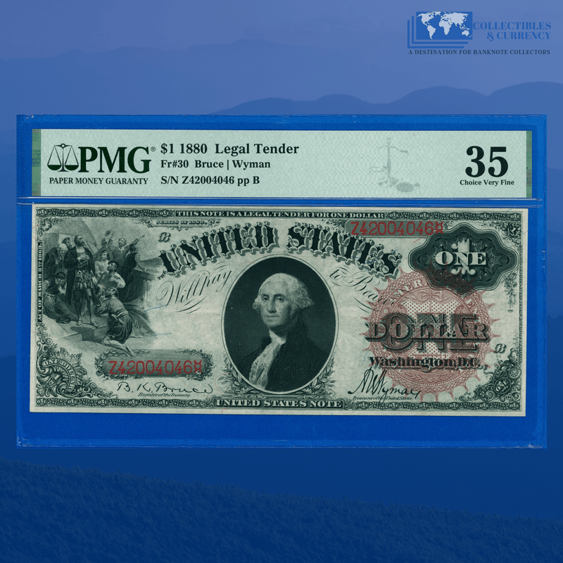 Fr.30 1880 $1 One Dollar "SAWHORSE REVERSE" Legal Tender Note, PMG 35