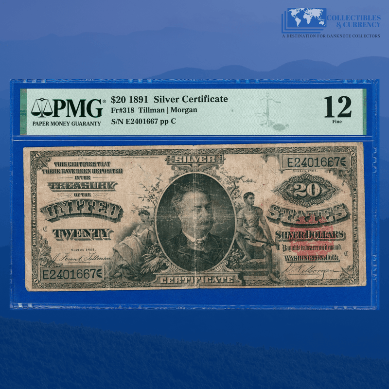 Fr.318 1891 $20 Twenty Dollars Silver Certificate "MANNING", PMG 12