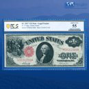 Fr.37 1917 $1 One Dollar "SAWHORSE REVERSE" Legal Tender Note, PCGS 55