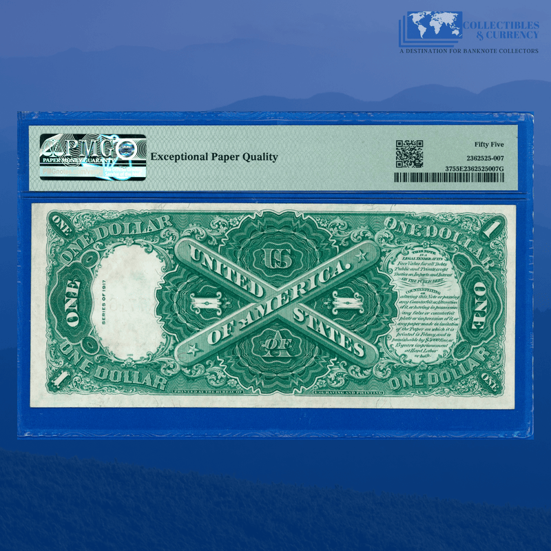 Fr.37 1917 $1 One Dollar "SAWHORSE REVERSE" Legal Tender Note, PMG 55 EPQ