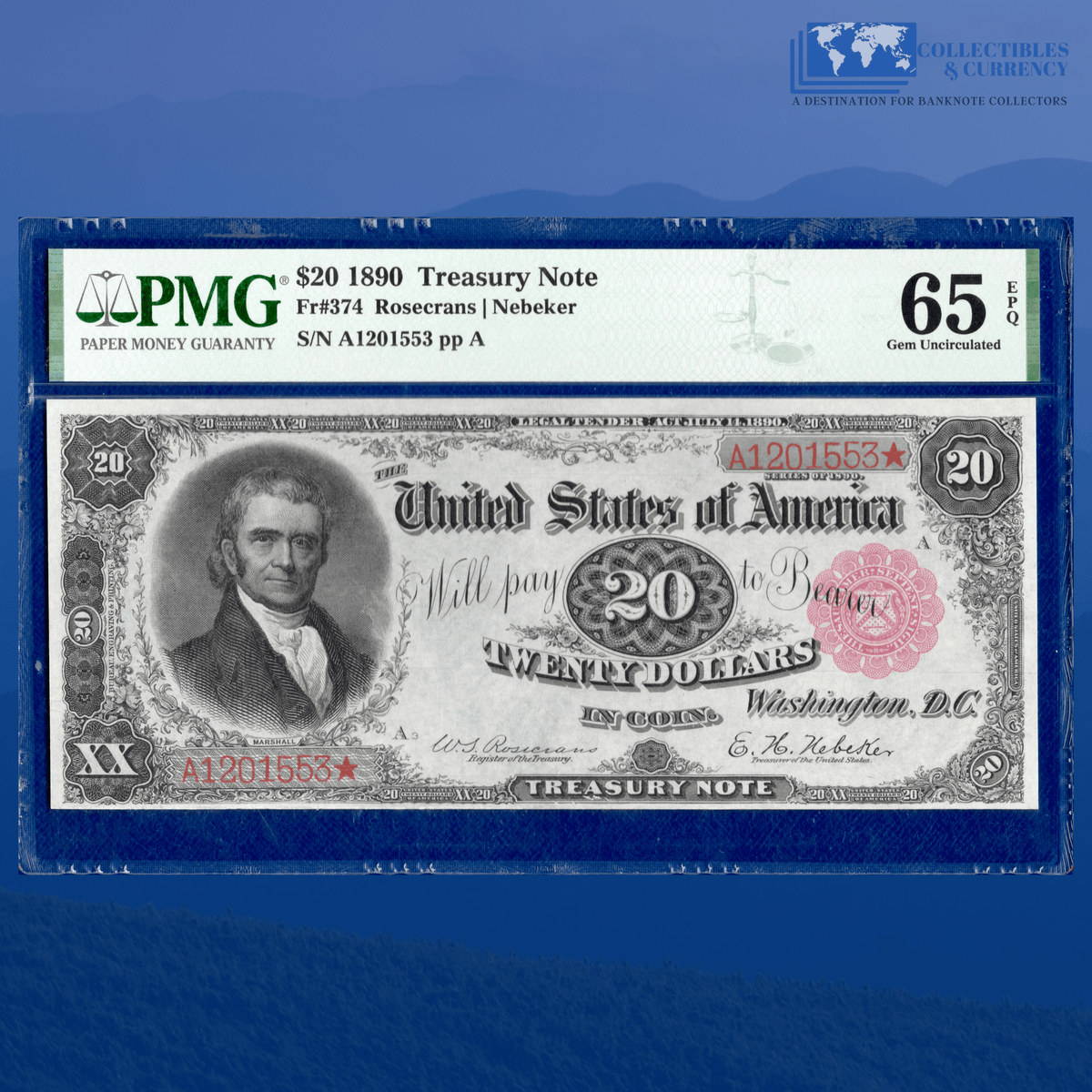 Fr.374 1890 $20 Twenty Dollars Treasury Note 