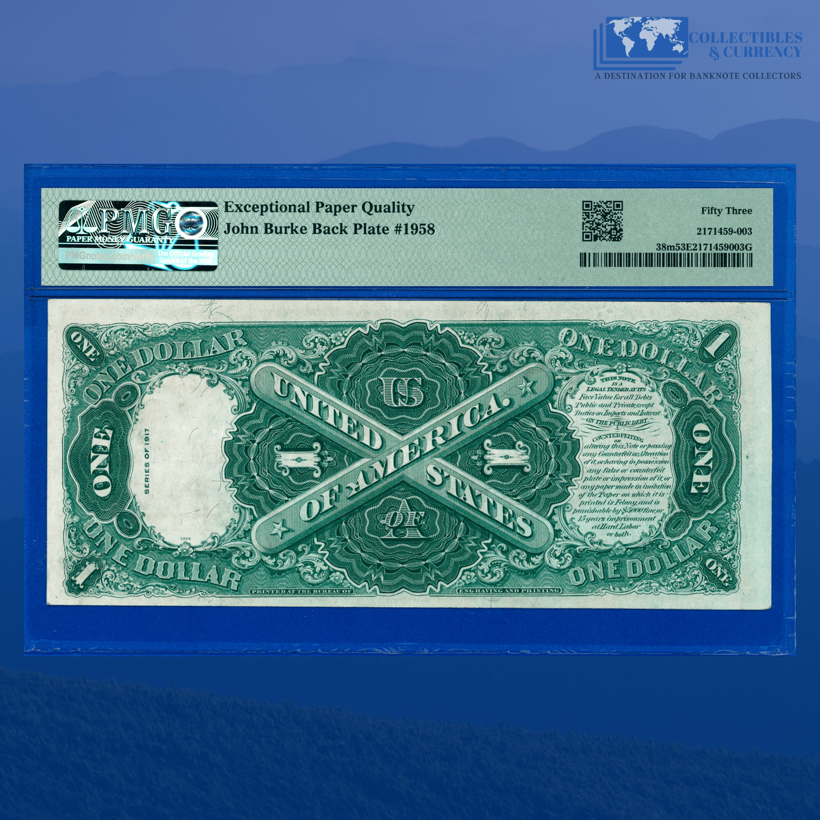 Fr.38m 1917 $1 One Dollar Bill 