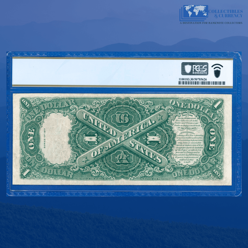 Fr.39 1917 $1 One Dollar "SAWHORSE REVERSE" Legal Tender Note, PCGS 30