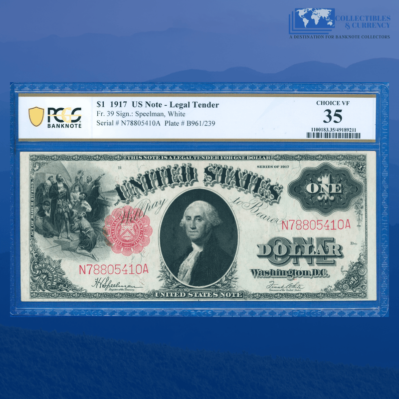 Fr.39 1917 $1 One Dollar "SAWHORSE REVERSE" Legal Tender Note, PCGS 35