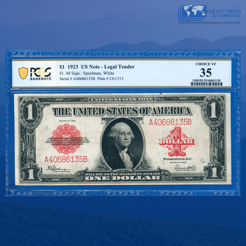 Fr.40 1923 $1 One Dollar Bill "HORSEBLANKET" Legal Tender Notes, PCGS 35 Comment