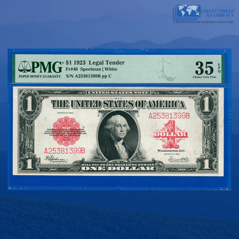 Fr.40 1923 $1 One Dollar "HORSEBLANKET" Legal Tender Note, PMG 35 EPQ