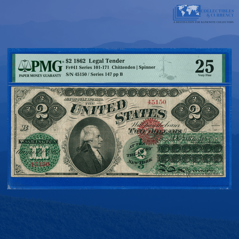 Fr.41 1862 $2 Two Dollars Legal Tender Note, PMG 25