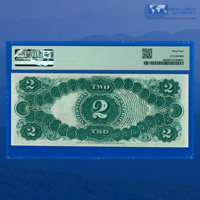 Fr.50 1880 $2 Two Dollars "BRACELET REVERSE" Legal Tender Note, PMG 64