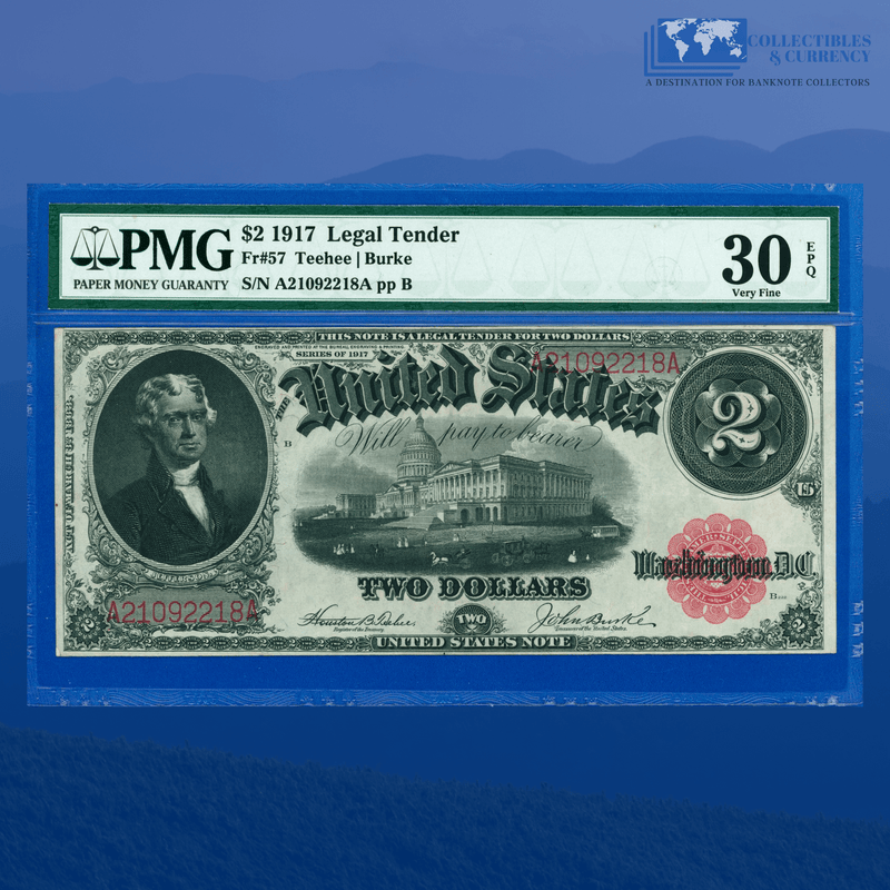 Fr.59 1917 $2 Two Dollars "BRACELET REVERSE" Legal Tender Note, PMG 30 EPQ