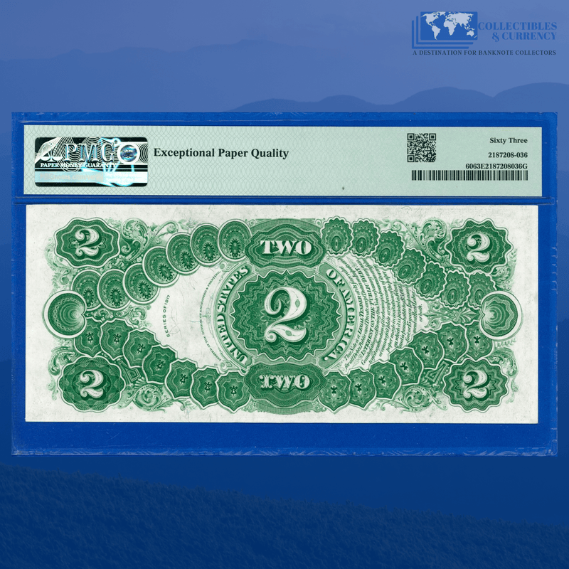 Fr.60 1917 $2 Two Dollars "BRACELET REVERSE" Legal Tender Note, PMG 63 EPQ