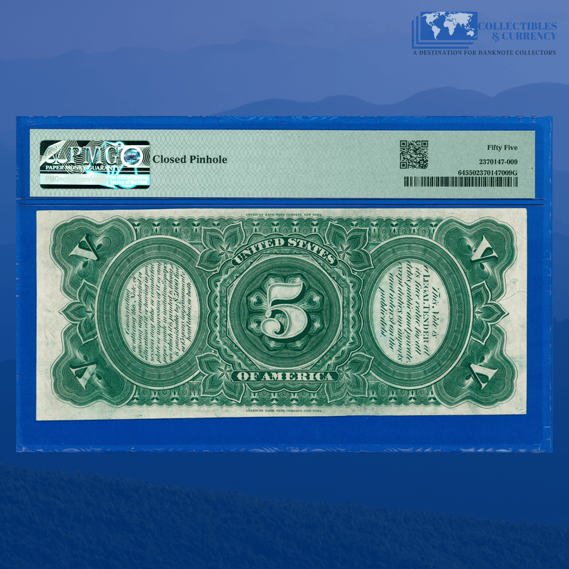 Fr.64 1869 $5 Five Dollars "RAINBOW" Legal Tender Note, PMG 55 Comment