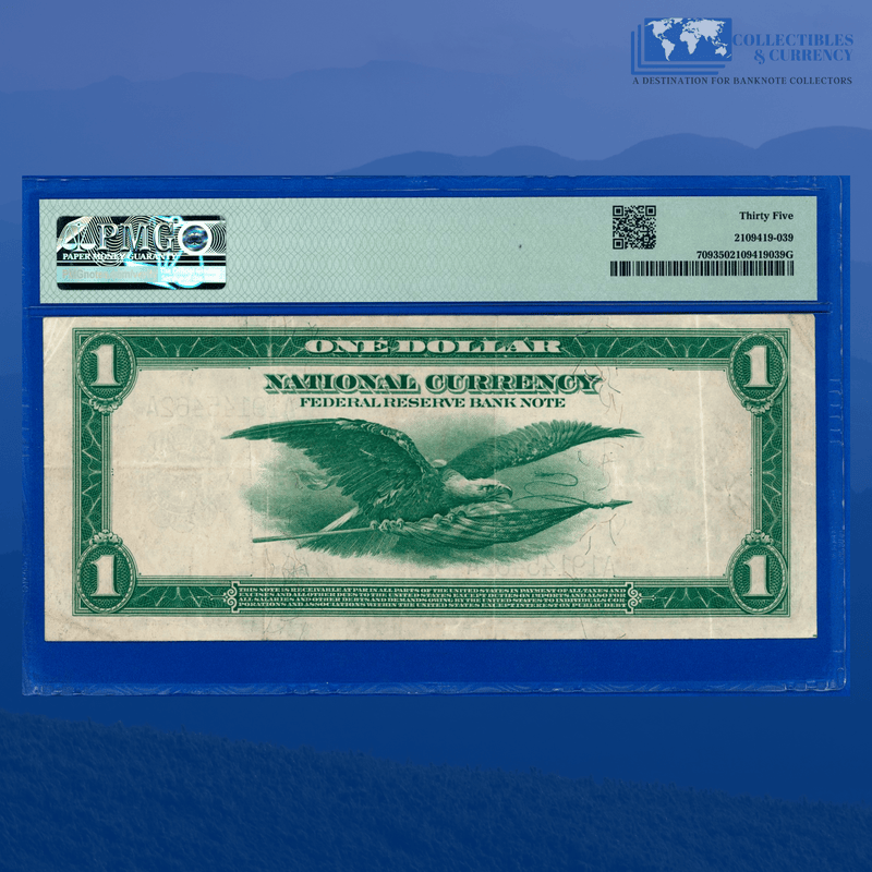 Fr.709 1918 $1 One Dollar FRBN Boston "GREEN EAGLE", PMG 35