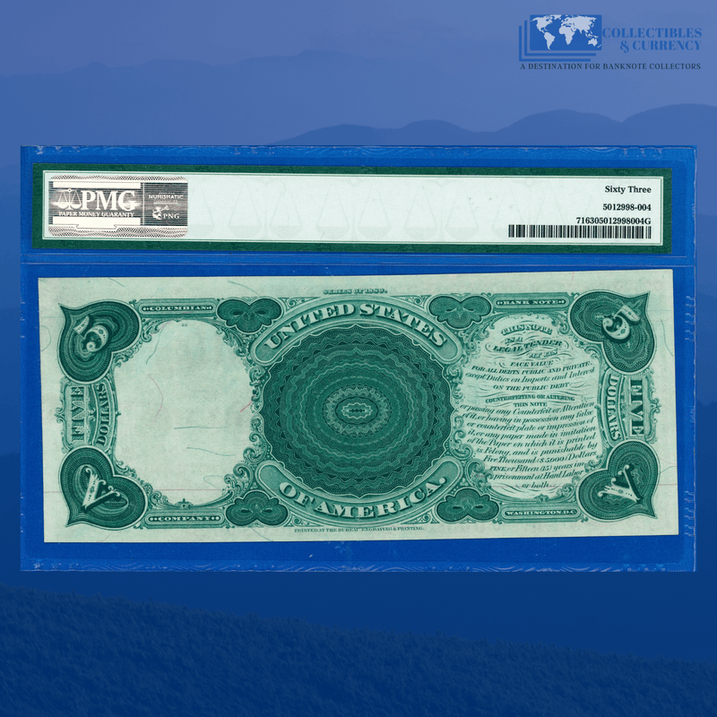 Fr.71 1880 $5 Five Dollars "WOODCHOPPER" Legal Tender Note, Cut Sheet