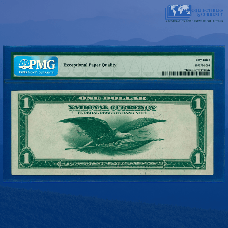 Fr.712 1918 $1 One Dollar FRBN New York "GREEN EAGLE", PMG 53 EPQ