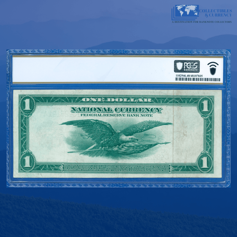 Fr.717 1918 $1 One Dollar FRBN Philadelphia "GREEN EAGLE", PCGS 40