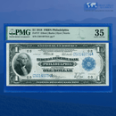 Fr.717 1918 $1 One Dollar FRBN Philly "GREEN EAGLE", PMG 35