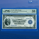 Fr.727 1918 $1 One Dollar FRBN Chicago "GREEN EAGLE", PMG 58 EPQ