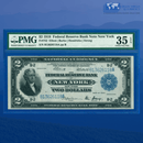 Fr.752 1918 $2 Two Dollars FRBN New York "BATTLESHIP", PMG 35 EPQ