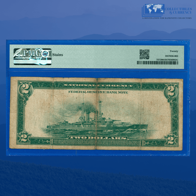 Fr.757 1918 $2 Two Dollars FRBN Cleveland "BATTLESHIP", PMG 20 Comment