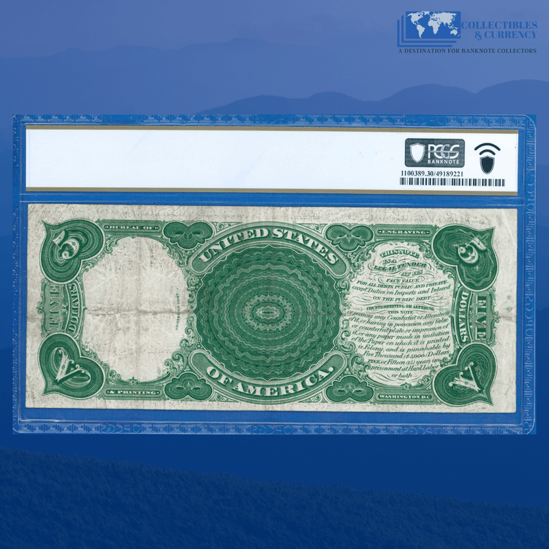 Fr.91 1907 $5 Five Dollars "WOODCHOPPER" Legal Tender Note, PCGS 30