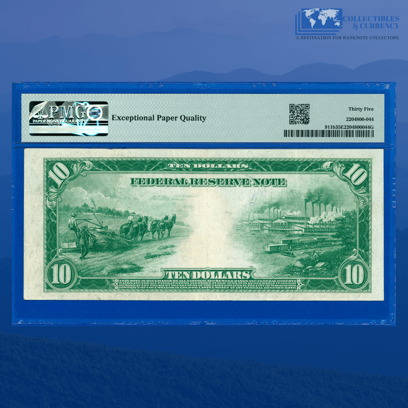 Fr.911b 1914 $10 Ten Dollars FRN New York, PMG 35 EPQ