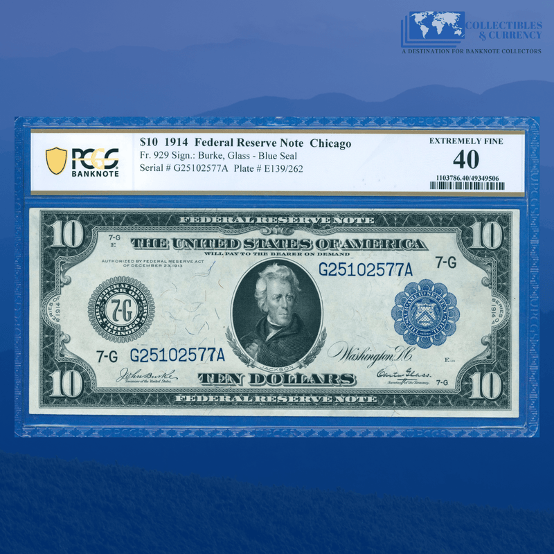 Fr.929 1914 $10 Ten Dollars FRN Chicago, PCGS 40