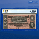 T-68 1864 $10 Confederate States Of America Currency, PF-42 9 Series, PCGS 63 PPQ